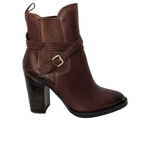 Coach Brown Leather Ankle Boot with Buckle Strap